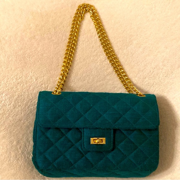 Vintage Star of Saigon Emerald Green Handwoven Raw Silk Purse - Picture 4 of 16